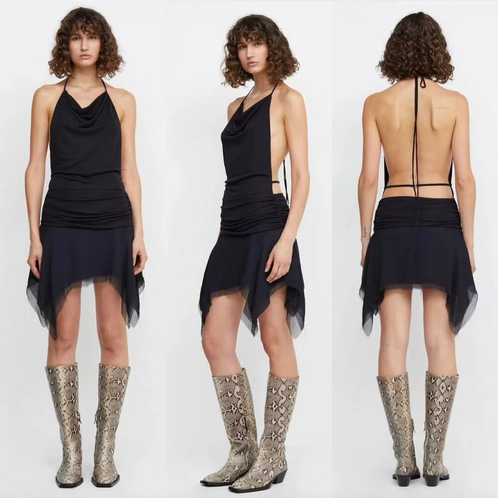 Bec + Bridge MONETTE Halter Mini Dress - Black - US 8 - NWT
